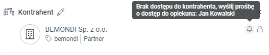 Zrzut ekranu przedstawiający opcję wysłania prośby o dostęp do kontrahenta.