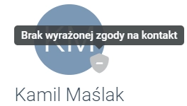 Zrzuty ekranu przedstawiające różne oznaczenia zgody RODO dla kontaktu: brak zgody, zgoda, odmowa.