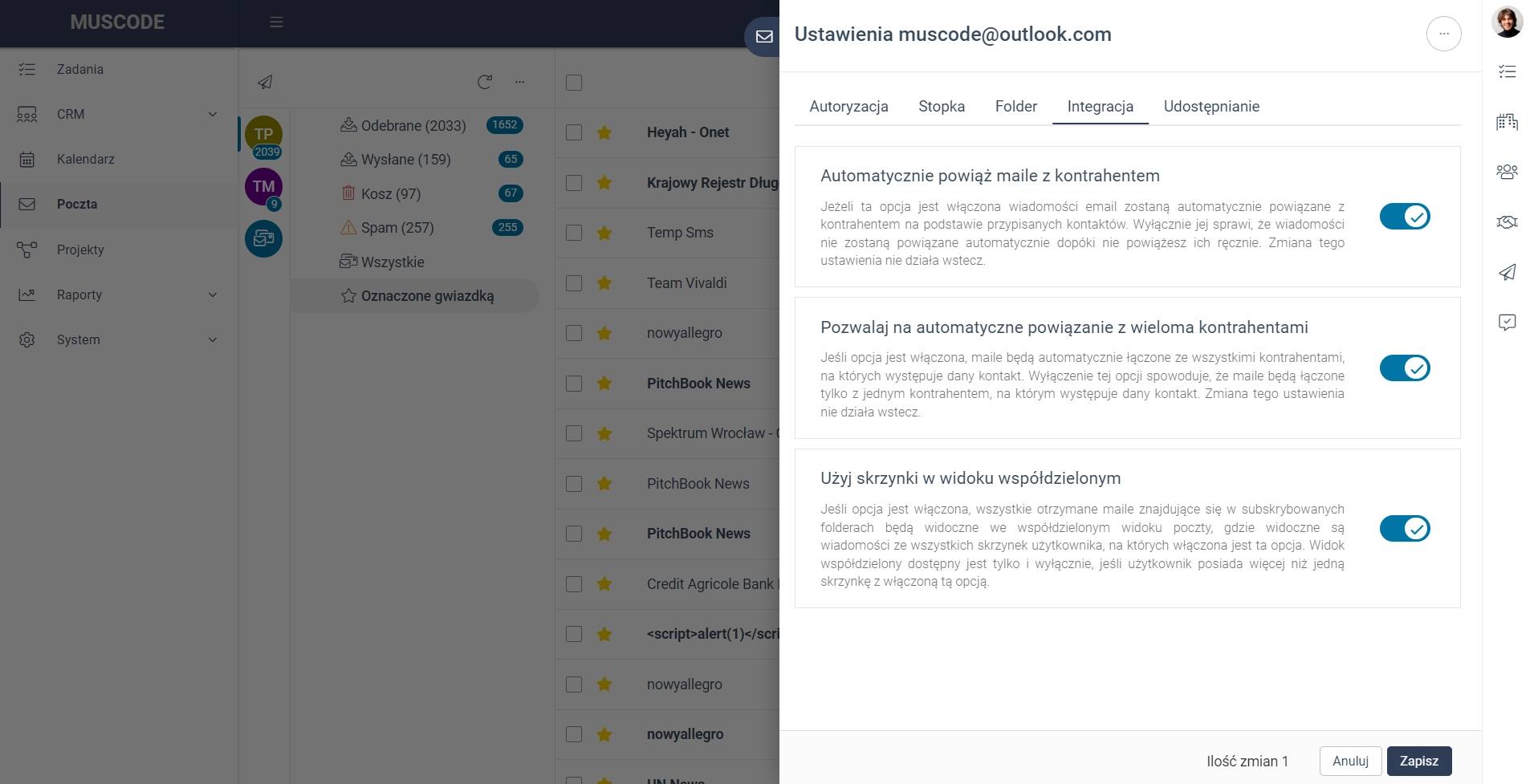 Opcja 'Dodaj zadanie' w menu kontekstowym wiadomości e-mail. 